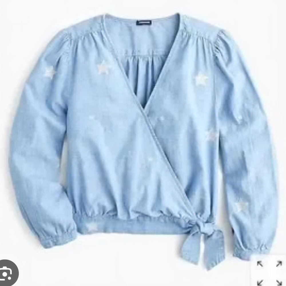 J. Crew Sky Blue Wrap Blouse - Picture 11 of 11